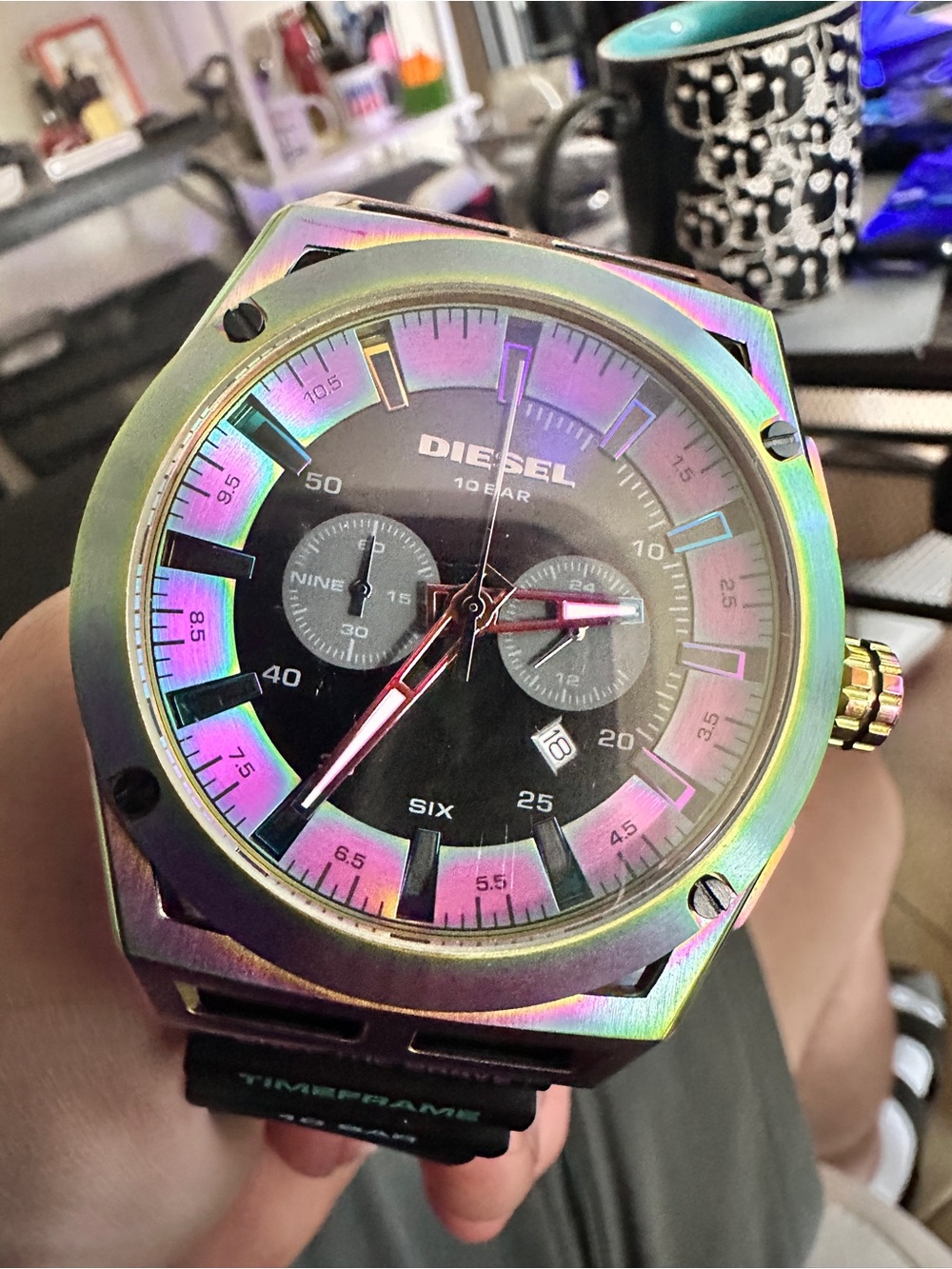 Diesel Rainbow-Iridescent Chronograph Watch - Black Dial